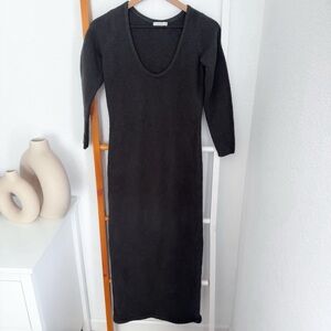 AYR Organic Cotton Long Midi Sweater Dress Dark Gray